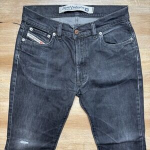 Diesel Jeans Men 28x29 Black Fanker Slim Bootcut Stretch Denim Fade Italy Cowboy